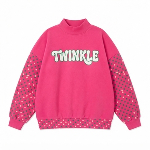 เสื้อสเวตเชิ้ตโอเวอร์ไซส์พิมพ์ลาย Twinkle สีชมพูลายจุด แขนยาว ผ้าถัก สไตล์ลำลอง สำหรับผู้หญิง แฟชั่นฤดูใบไม้ร่วง - Product Image 1