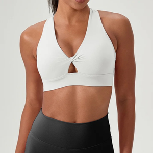 Haut court de sport sexy à col montant pour femme, idéal pour le yoga, la course, le fitness et la gym, avec soutien-gorge de sport à dos croisé, vente en gros pour femmes - Product Image 2