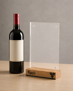 Modern Acrylic Menu Holder Wooden Base Elegant T-Shape <b>Table</b> Tent Sign Holder for Restaurant <b>Display</b> - Product Image 5