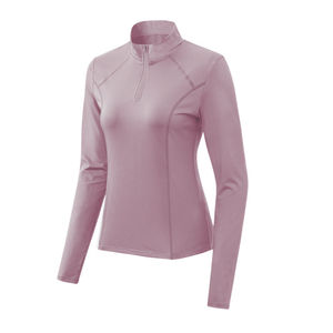 Long Sleeve Stand Collar Sporty <b>T</b>-<b>Shirt</b> Slim Fit Quick Dry Knitted Polyester Solid <b>Green</b> - Product Image 5
