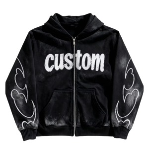 Sweat à capuche zippé oversize personnalisé avec logo, 100% coton, molleton épais 400 GSM, style streetwear, maquette gratuite, sans MOQ, OEM ODM - Product Image 1