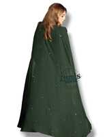 Robe de soirée élégante pour femme, coupe droite, col montant, manches longues, unie, avec broderie de sequins et appliques, en mousseline infroissable
