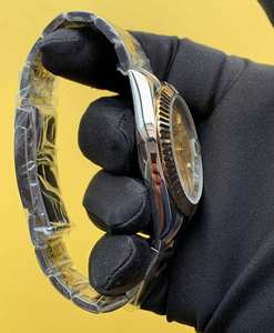 BOJ Plain R.O.L.E.X.77 Casual Fashion Gold Plated Stainless Steel Made Mechanical Automatic Movement <b>Wrist</b> <b>Watch</b> For <b>Men</b> - Product Image 3