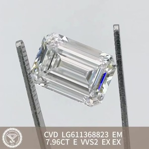 Diamant de laboratoire cultivé en vrac, taille émeraude, 5,05 carats, couleur F, pureté SI1, certifié IGI, HPHT CVD, pour la joaillerie - Product Image 2