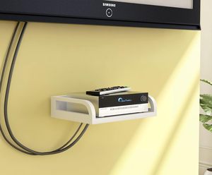 Soporte de Madera Tallada para Decodificador, Soporte de Pared para Router Wi-Fi, Mueble para TV para Sala de Estar - Blanco - Product Image 1