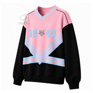 Sweat-shirt à col rond en molleton de coton rose et bleu clair brodé pour femme Gamma Phi Delta, vêtements de sororité - Product Image 2
