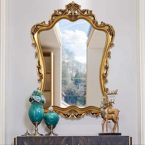 European Vintage Carved <b>Gold</b> Bathroom <b>Mirror</b> Framed Vanity Wall <b>Mirror</b> Decorative Makeup <b>Mirror</b> for Hotel Bathroom - Product Image 2