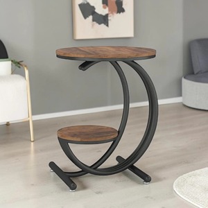 Mesa de Centro Moderna con Tapa de Madera y Estructura de Hierro, Estante de Almacenamiento, Mueble Decorativo para Sala de Estar - Product Image 3