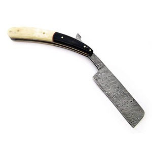 Navaja de Afeitar Recta de Acero de Damasco Forjada a Mano, Estilo Vintage, Mango de Madera, Herramienta de Afeitar de Precisión para Barberos - Product Image 3