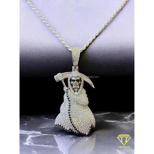 Colgante de Lujo con Diseño de Cebo de Muerte, Diamantes VVS Cultivados en Laboratorio, con Plata de Ley 925, Joyería Hip Hop - Product Image 3