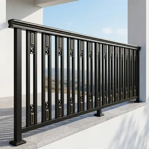 Rampe de balcon en métal noir moderne, clôture de terrasse extérieure, barres verticales décoratives, garde-corps élégant pour l'extérieur de la maison, barrière de sécurité durable - Product Image 3