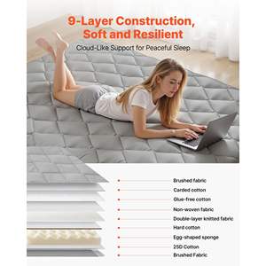 <b>Japanese</b> Foldable Tatami Mattress <b>Futon</b> Full Size 80 X 54 X 3.5 Gray Fastener Storage Bag 9-Layer Floor Mat for Dormitory Yoga - Product Image 3