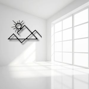 Décoration Murale Métallique Moderne Minimaliste Montagne et Soleil, Style Nordique, Art Géométrique Découpé au Laser, pour Salon et Décoration Intérieure - Product Image 4