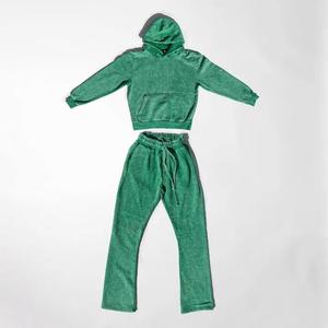 Women's Winter Warm Midweight 100% Cotton Fleece Breathable Eco-Friendly Printed Casual Reversible 2 1 <b>Track</b> <b>Jacket</b> Pants Sets - Product Image 6