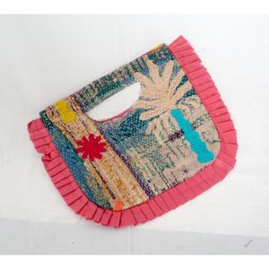 Indian Fashion Bohemian Style Designer Women Kantha Clutch Messenger Shoulder Bag Handmade Ruffles Landscape Pattern Foldable - Product Image 4