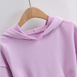 Sweat-shirt à capuche court pour femme, couleur unie, manches longues, décontracté, respirant, en coton tricoté et fibre de bambou, idéal pour l'automne - Product Image 4