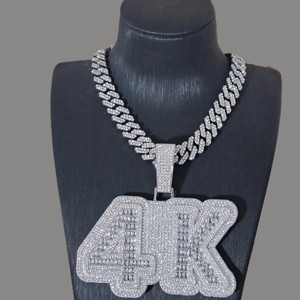 RB GEMS Hip Hop VVS Moissanite Hip Hop 4K Pendant IGI Certified 925 Silver Fully Iced Out Custom <b>Name</b> Fine Pendants & Charm - Product Image 2