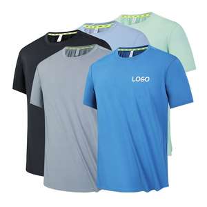 T-shirt de sport pour homme personnalisé avec logo, de haute qualité, à séchage rapide, uni, pour la course à pied, la gym et le fitness - Product Image 5