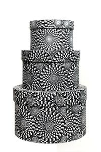3-Piece Eco-Friendly Biodegradable Paper Storage Box Set Nested Cylindrical Decorative Gift <b>Boxes</b> <b>Black</b> White Optical <b>Boxes</b> - Product Image 4