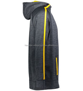 Custom <b>Men's</b> Slim Fit Grey <b>Hoodie</b> High Collar & <b>Yellow</b> Lining 100% Cotton Summer Style Digital Printing with Own Logo - Product Image 5