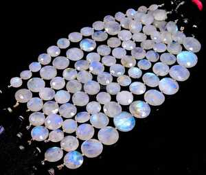 Natural <b>Rainbow</b> Moonstone Coin Shape Faceted Beads 12-16MM Premium <b>Rainbow</b> Moonstone Gemstone Beads For Jewelry Making Supplies - Product Image 3