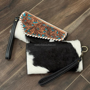 Designer de luxe usiné à la main en cuir dames portefeuille de haute qualité en cuir de vachette véritable pochette porte-carte grande capacité portefeuilles - Product Image 5