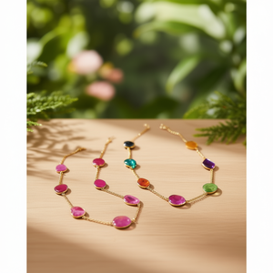 Conjunto de Collar de Moda con Cuentas en Tono Dorado Latón - Product Image 3