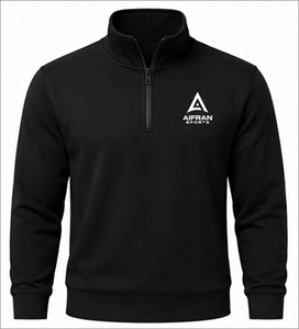 Sweat-shirt d'hiver pour homme, col zippé, molleton épais doublé, style streetwear, logo personnalisé - Product Image 1
