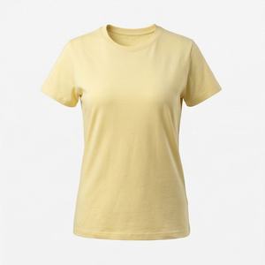 T-shirt décontracté pour femme, style tendance, haute qualité, col ras du cou, manches courtes, tissu satiné, vente en gros, vêtements de mode, couleur personnalisable - Product Image 1