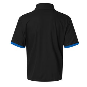 Men's <b>Black</b> Solid Knitted Short Sleeve <b>Polo</b> <b>Shirt</b> With Blue Trim Casual Style Low MOQ Men's <b>Polo</b> <b>Shirts</b> - Product Image 3