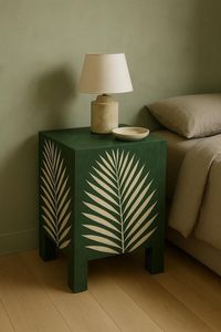 Mesa auxiliar con incrustaciones de hueso personalizadas diseñada para la decoración de dormitorios contemporáneos, salas de estar y hoteles boutique. - Product Image 1