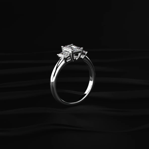 3 Stone Lab Grown Emerald Cut Diamond 14K Gold Luxury Ring Premium Sparkling Elegant for Women's Royal Look From Indian Supplier - Product Image 2