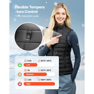 Gilet Riscaldante Elettrico Ricaricabile Leggero da Donna con Batteria da 16000 mAh e 8 Zone di Riscaldamento per Sport Invernali all'Aperto - Product Image 3