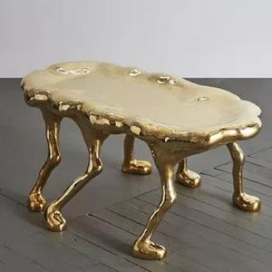 Table d'appoint en métal de qualité antique, design avec plateau supérieur rond, taille personnalisée, en aluminium et laiton - Product Image 4