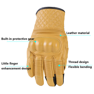 Guantes de Motocicleta de Cuero Genuino para Hombre, para Todas las Estaciones, con Protección Antideslizante y Antiviento, Agarre para Carreras en Carretera - Product Image 3