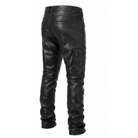 Pantalon de moto noir élégant pour homme, en cuir véritable et toile, imperméable, durable, plissé à l'avant, coupe ajustée, le meilleur