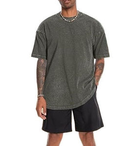Camiseta Personalizada Extra Grande de Algodón Grueso con Diseño Liso, Hombros Caídos, Corte Holgado, Estilo Casual Urbano de Alta Calidad - Product Image 1
