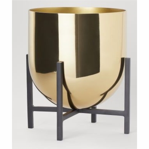 Vase à fleurs moderne en métal doré, support de sol en laiton côtelé de luxe, grand pot de fleurs, centre de table, décoration pour la maison et les mariages - Product Image 6