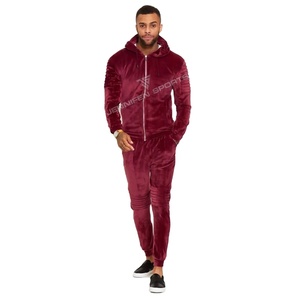 Venta Directa de Fábrica, Conjuntos Deportivos de Terciopelo 100% Transpirables con Cordón Ajustable y Logotipo Personalizado, Conjunto de Dos Piezas para Hombre, Ropa Casual Urbana - Product Image 1