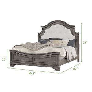 Letto Matrimoniale Grace in Stile Rustico Grigio, Design Tradizionale in Legno - Product Image 3