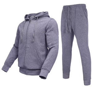 Conjunto deportivo para hombre, tela suave y transpirable, chaqueta con capucha y cremallera, pantalones jogger de cintura elástica, ropa informal para gimnasio y entrenamiento. - Product Image 1