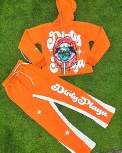 Custom ODM Hoodie Sewatpants Set <b>Jogger</b> Sweatsuit Distressed Embroidery Applique Patch Acid Washed <b>Women</b> Men Tracksuit Oversized - Product Image 1