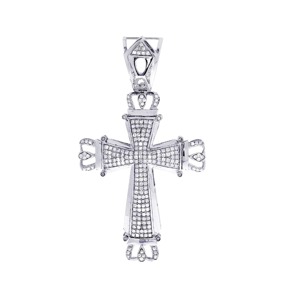 Pendentif Croix en Moissanite et Argent 925 avec Micro-Incrustations de Strass en Cristal, Bijou Unisexe Religieux Tendance, Idéal Cadeau - Product Image 1