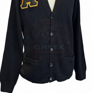 custom Alpha Fraternity APA <b>Cardigan</b> Sweater Acrylic knitted women's sweater Greek Embroidered black varsity <b>cardigan</b> V-neck - Product Image 3