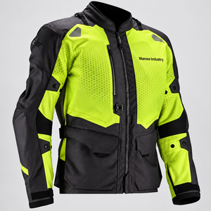 Chaqueta de Motocicleta Manwa Industry, de Cuero, con Bloques de Color, Amarillo de Alta Visibilidad, Resistente al Viento, Manga Larga, Precio al por Mayor, OEM, Precio Económico - Product Image 6