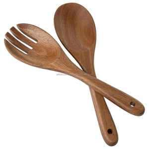 Juego de Servidores de Ensalada de Madera de Acacia con Mango Largo, Ecológico, Apto para Lavavajillas, Microondas y Horno, Utensilios Populares para Ensaladas - Product Image 5