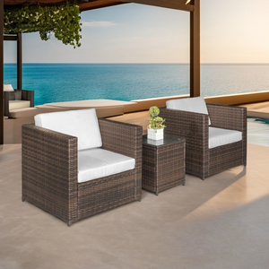 2025ชุดโซฟาในสวนทำจากโลหะ3ชิ้นทันสมัยเฟอร์นิเจอร์หวายหวายสำหรับลานนั่งเล่นโรงแรมวิลล่า - Product Image 1