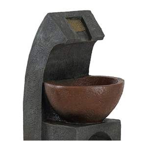 Fontaine à eau intérieure/extérieure sculpturale noire et marron de 9,4x9,1x23,8 pouces avec bassin à pompe lumineuse - Product Image 4