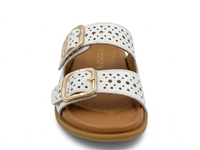 Sandales plates en cuir véritable blanc, à bout ouvert, légères, antidérapantes, respirantes, avec coussin d'air, chaussures d'été