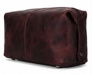 Gravs Premium Full Grain Leather Handled Zipper Eco-Friendly Candy Pattern Durable Bag Vintage Travel Dopp Kit Medium Cosmetic - Product Image 3